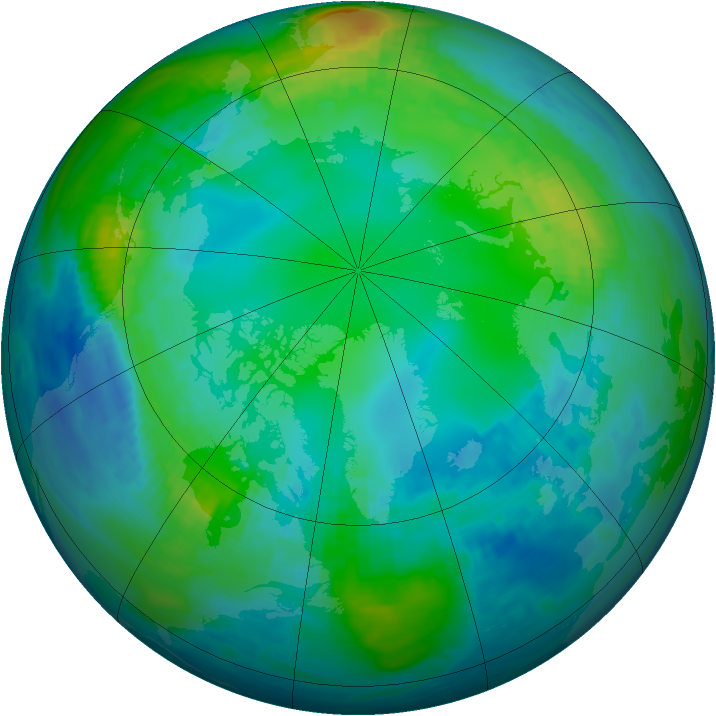 Arctic ozone map for 10 November 1990